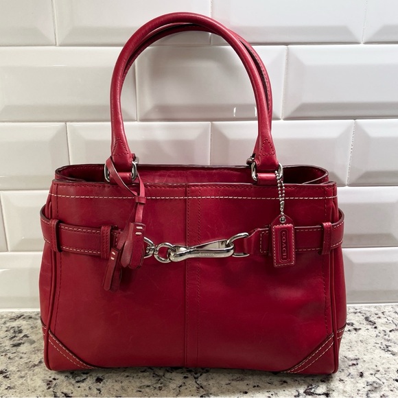 Coach Vintage Red Hampton Satchel EUC - Picture 1 of 13